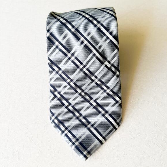 Men's Tommy Hilfiger Blue Plaid 100 Silk Neck Tie - Picture 3 of 8